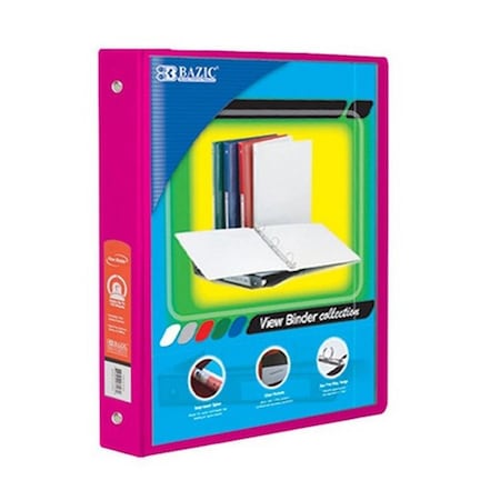 Bazic Products Bazic BAZIC 1-inch Fuschia 3-Ring View Binder w/ 2-Pockets, 12PK 4126